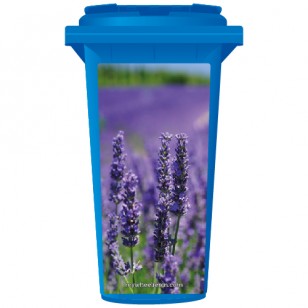 Purple Lavender Flowers Blooming Wheelie Bin Sticker Panel